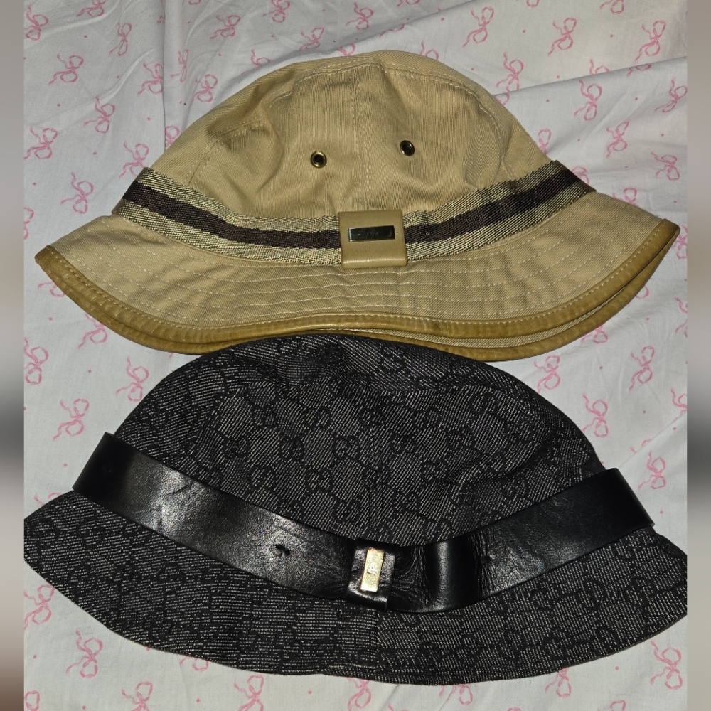 Gucci Hats Stylish Black and Tan Bucket Hats